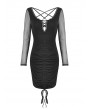 Dark in Love Black Sexy Gothic Street Fashion Long Sleeve Short Slim Dress