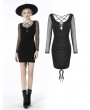 Dark in Love Black Sexy Gothic Street Fashion Long Sleeve Short Slim Dress