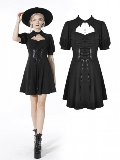 Dark in Love Black Gothic Rebel Girl Daily Wear Short Sleeve Dress