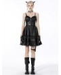 Dark in Love Black Gothic Rebel Locomotive Girl PU Leather Short Strap Dress