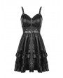 Dark in Love Black Gothic Rebel Locomotive Girl PU Leather Short Strap Dress