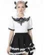 Dark in Love White and Black Lace Sweet Gothic Short Top for Women