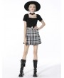 Dark in Love Black and White Plaid Gothic Grunge Pleated Mini Skirt