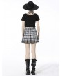 Dark in Love Black and White Plaid Gothic Grunge Pleated Mini Skirt