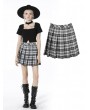 Dark in Love Black and White Plaid Gothic Grunge Pleated Mini Skirt