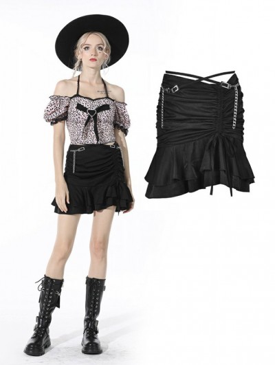 Dark in Love Black Sexy Gothic Grunge Daily Wear Asymmetrical Mini Skirt