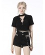 Dark in Love Black Gothic Grunge Cross Chain Daily Wear Short T-Shirt for Women