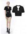 Dark in Love Black Gothic Grunge Cross Chain Daily Wear Short T-Shirt for Women