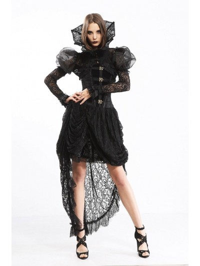 Pentagramme Black Gothic Steampunk Lace Irregular Corset Dress -  DarkinCloset.com