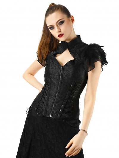 Pentagramme Black Gothic Aristocrat Corset Top For Women