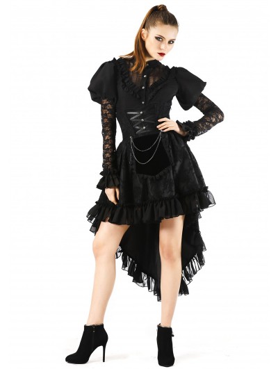 Pentagramme Black Gothic Lace High Waist Short Skirt For Women