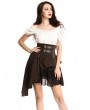 Pentagramme Coffee Striped Steampunk High Waist Irregular Tailed Skirt For Women