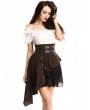 Pentagramme Coffee Striped Steampunk High Waist Irregular Tailed Skirt For Women