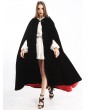 Pentagramme Black and Red Long Gothic Velvet Hooded Long Cape For Women