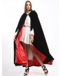 Pentagramme Black and Red Long Gothic Velvet Hooded Long Cape For Women