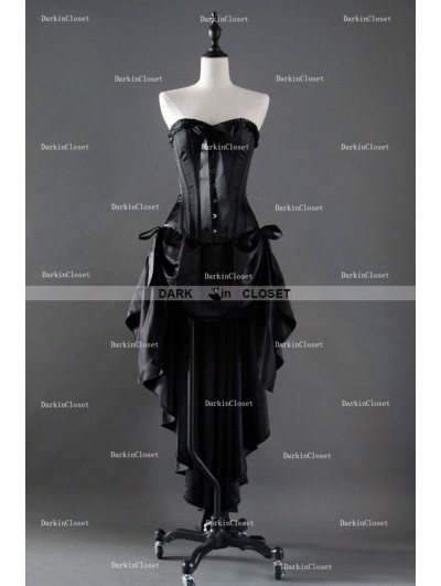 Fashion Black High-Low Gothic Corset Burlesque Prom Party Dress