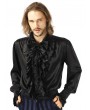 Pentagramme Black Retro Gothic Long Sleeve Satin Shirt For Men