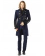 Pentagramme Blue Retro Gothic Striped Party Tailcoat Jacket For Men