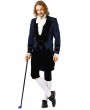 Pentagramme Vintage Gothic Blue Brocade Mid-Length Party Tailcoat For Men