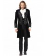 Pentagramme Retro Gothic Black Velvet Party Swallow Tail Coat For Men