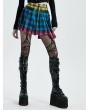 Punk Rave Gothic Grunge Punk Colorful Plaid Short Irregular Skirt