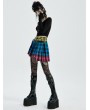 Punk Rave Gothic Grunge Punk Colorful Plaid Short Irregular Skirt
