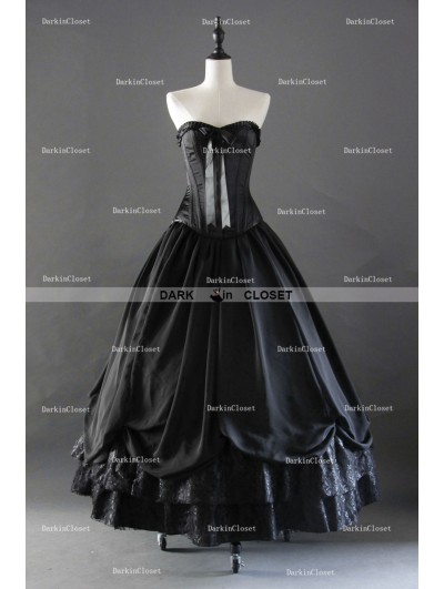 Black Gothic Corset Long Prom Party Dress