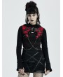 Punk Rave Black and Red Gothic Punk Chain Hooded Short Coat for Women