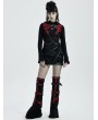 Punk Rave Black and Red Gothic Punk Chain Hooded Short Coat for Women