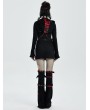 Punk Rave Black and Red Gothic Punk Chain Hooded Short Coat for Women