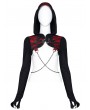 Punk Rave Black and Red Gothic Punk Chain Hooded Short Coat for Women