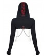 Punk Rave Black and Red Gothic Punk Chain Hooded Short Coat for Women