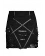 Punk Rave Black Gothic Decadent Pentagram Pattern Women's Mini Denim Skirt