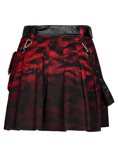 Punk Rave Black and Red Gothic Grunge Punk Short Skirt for Women ...