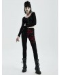 Punk Rave Black and Red Gothic Punk Denim Long Trousers for Women