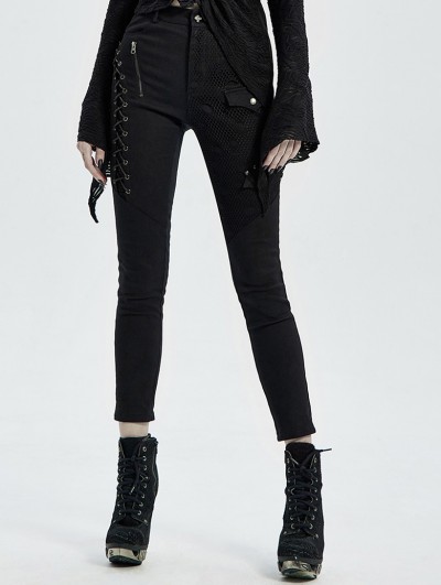 Punk Rave Black Gothic Punk Denim Long Trousers for Women