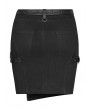 Punk Rave Black Gothic Punk PU Leather Irregular Mini Sexy Skirt for Women