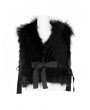 Punk Rave Black Gothic Fashion Winter Warm Faux Fur Waistcoat for Women