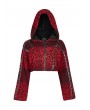 Punk Rave Red and Black Gothic Punk Leopard Women's Hooded Loose Short Coat