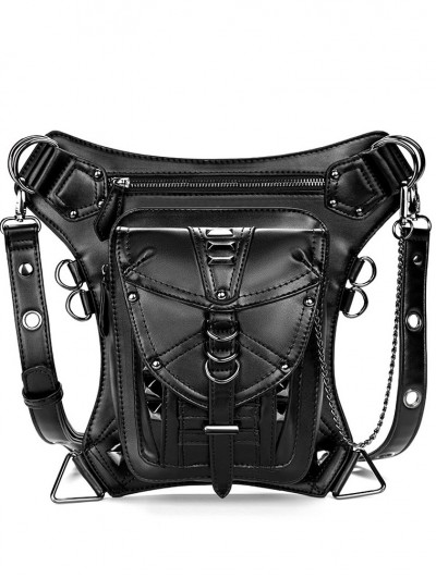 Black Gothic Punk Cross-body Waist Shoulder Messenger Bag