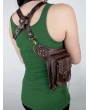 Brown Gothic Punk Rivets Chain Waist Shoulder Messenger Bag