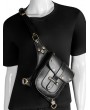 Black Gothic Punk PU Leather Buckle Waist Shoulder Messenger Bag