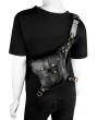 Black Gothic Punk PU Leather Buckle Waist Shoulder Messenger Bag