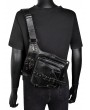 Black Gothic Punk PU Leather Snake Pattern Waist Shoulder Messenger Bag