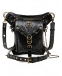 Black Gothic Punk PU Leather Skull Chain Travel Waist Shoulder Messenger Bag