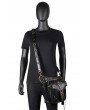 Black Gothic Punk PU Leather Skull Chain Travel Waist Shoulder Messenger Bag