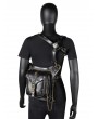Black Gothic Punk PU Leather Skull Chain Travel Waist Shoulder Messenger Bag