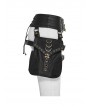 Black Gothic Punk PU Leather Zipper Front Lace-Up Back Double Waist Messenger Bag