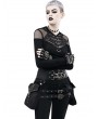 Black Gothic Punk PU Leather Zipper Front Lace-Up Back Double Waist Messenger Bag