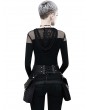 Black Gothic Punk PU Leather Zipper Front Lace-Up Back Double Waist Messenger Bag
